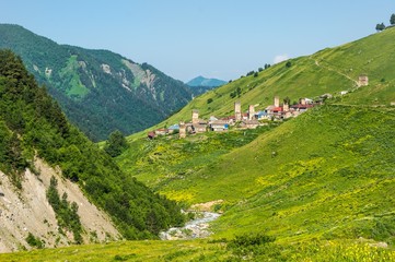 Fototapeta na wymiar View of the village Adishi, Georgia