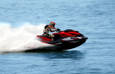 Jet Ski on high Speed at sea