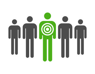 Personal targeted consumer marketing flat icon for apps and websites