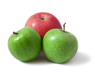 Green apples on a white background