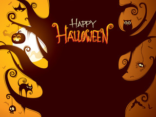 Naklejka premium Halloween illustration with wide copy space