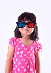 Girl wearing 3D glasses