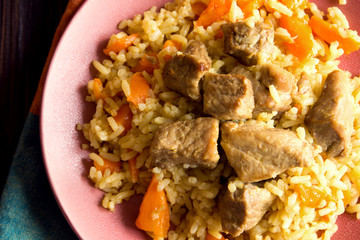 Rice pilaf with lamb meat