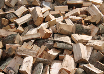 A Pile of Freshly Cut Firewood Logs.