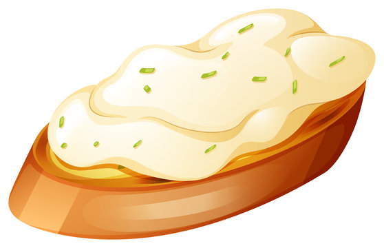 Toasted bread with cream on top