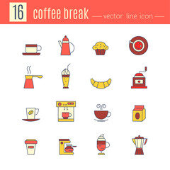 Coffee break line  icons.