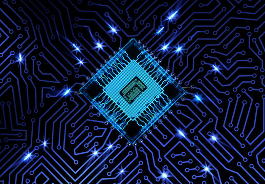 Abstract Circuit Board Background with Electrical Impulses