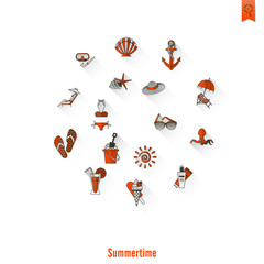 Summer and Beach Simple Flat Icons