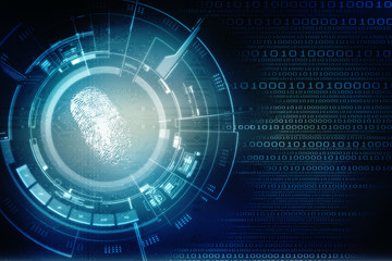 Abstract technology background.Security system concept with fingerprint Letter P sign