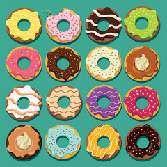 Vintage donuts poster design set