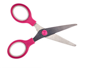 pink scissors isolated on white