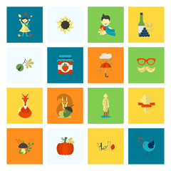 Fototapeta premium Set of Flat Autumn Icons