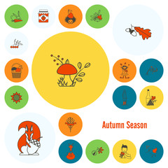 Set of Flat Autumn Icons