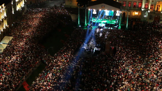 Crowds of people on a big musical concert, Video clip