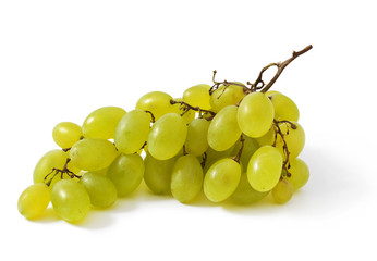 Ripe green bunch of grape on white bakcground 