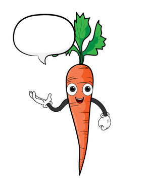 Cartoon Carrot With Text, a hand drawn vector illustration of a cartoon carrot with text.