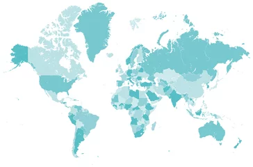 Welt Karte blau mit Länder Grenzen Vektor Grafik © pixelliebe