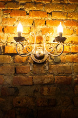 Fototapeta premium glowing lantern on the wall