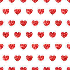 Fototapeta na wymiar Seamless pattern with glitter hearts