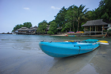Fototapeta na wymiar kayaks, favourite activities in resort