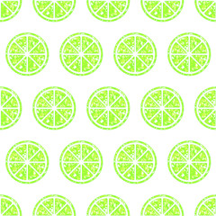 Seamless pattern with glitter lime slices