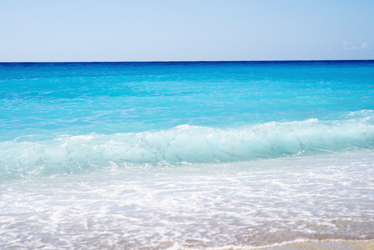 Beautiful seascape untouched nature abstract archipelago in seashore with rocks in water on island Lefkada, Leucas or Leucadia, Ionian Sea, Greece