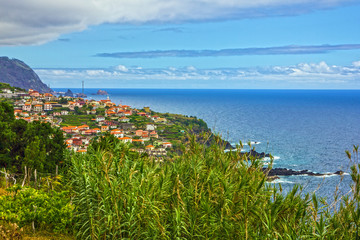Naklejka na ściany i meble Madeira island seascape, Portu Moniz, Portugal