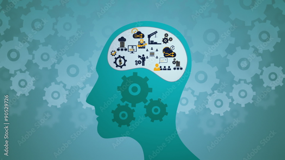 Poster Thoughts appearing with cogs in head