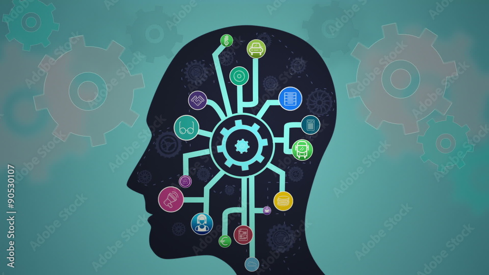Poster Thoughts appearing with cogs in head