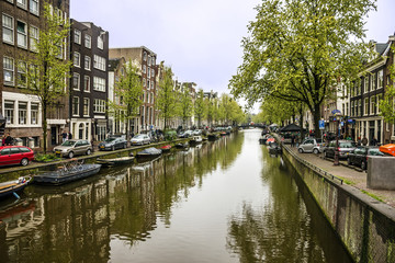 Obraz premium Amsterdam, Netherlands. Canal street houses