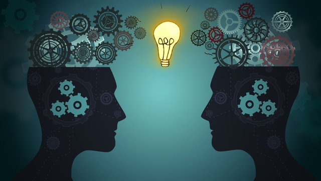 Thoughts appearing with cogs in head