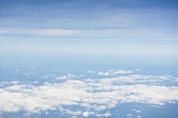 Blue sky and white cloud view from airplane