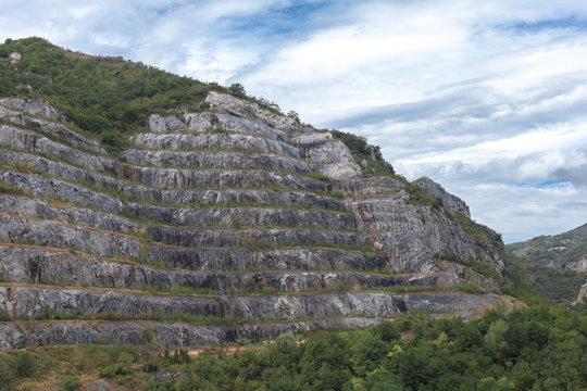 Big quarry under the sky in italy at toirano