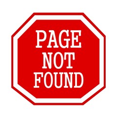Page not found white stamp text on red octagon