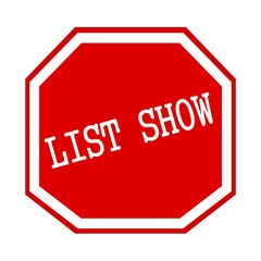 List show white stamp text on red octagon