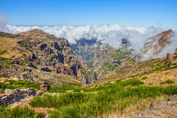Mountain landscape, Madeira island, Portugal. Peak Ariero, Pico