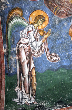 Frescoe of Archiangel Gabriel, church Saint George,AD 1191, Kurbinovo, Macedonia, 