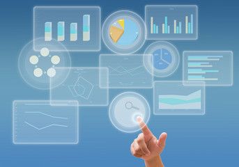Fototapeta premium business analyze graph and working with touch screen technology