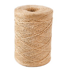 Roll of twine cord on white background