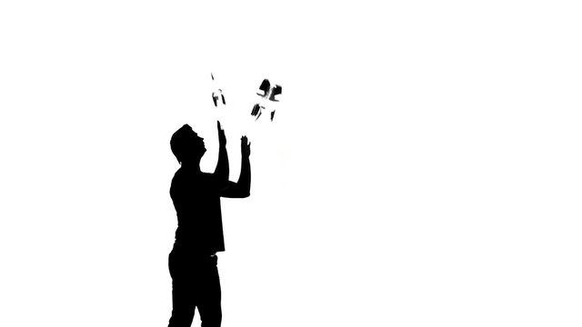 silhouette bartender man on a white background