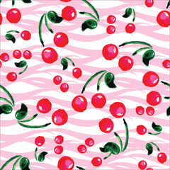 Seamless pattern with cherries . 