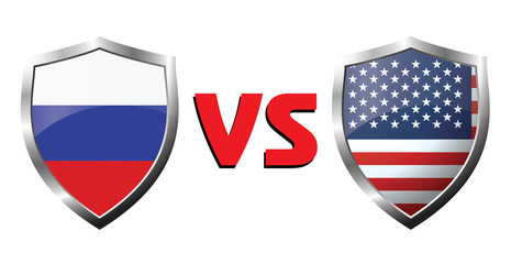 Russia vs USA flag icons theme