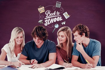 Fototapeta premium Four students sitting together 