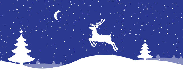 Obraz na płótnie Canvas Christmas card with a deer in winter forest