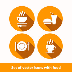 Set of vector icons with food