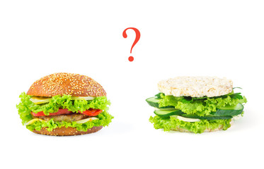 The concept of choosing between harmful junk food and natural he
