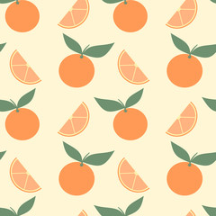 orange fruit seamless vector pattern background illustration