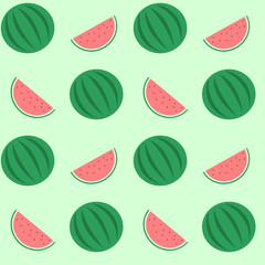 watermelon seamless vector pattern background illustration