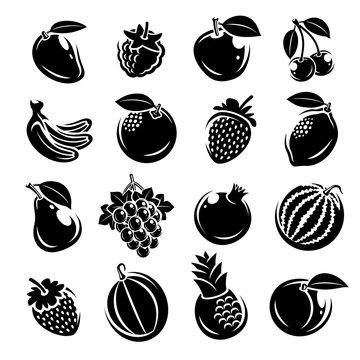 Collection of fruits set. Vector illustration