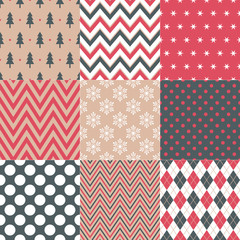 seamless christmas symbol pattern in retro color